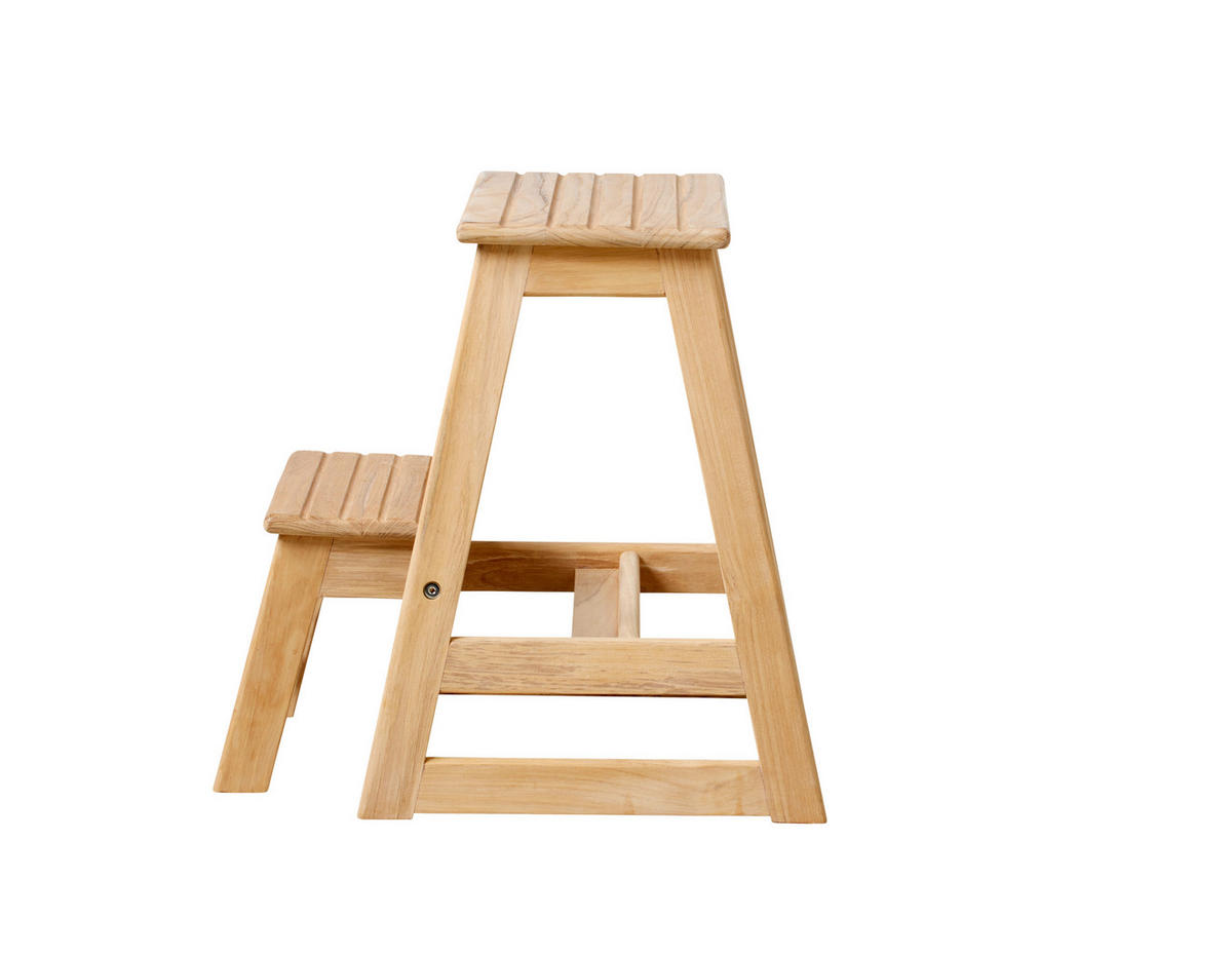 TRITTHOCKER SKALA  - Teakfarben, Natur, Holz (45,5/49/38,5cm) - Gardenson