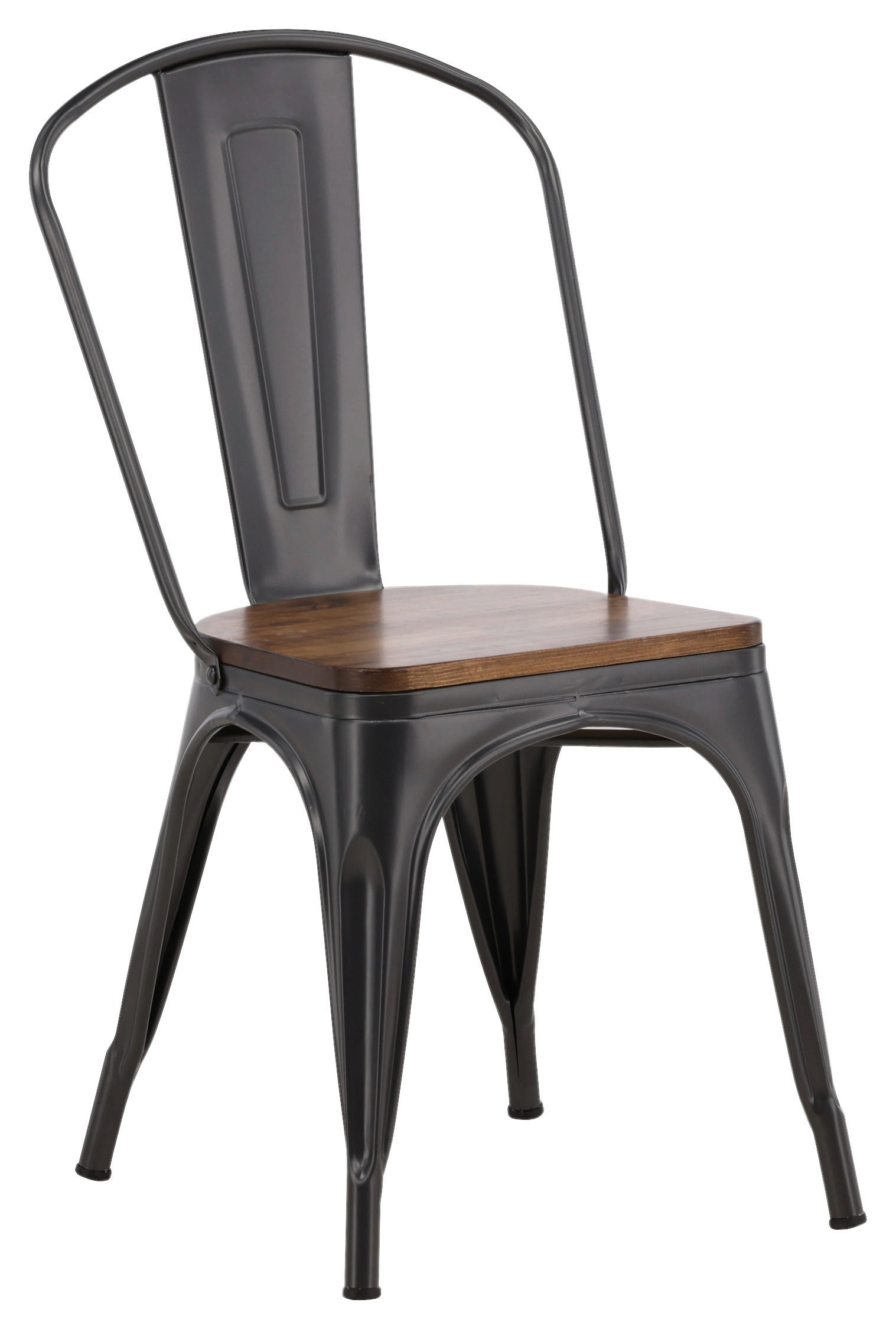 STUHL-SET  in Stahl Holz, Metall  - Dunkelgrau/Dunkelbraun, Design, Holz/Metall (36/85/51cm) - Livetastic