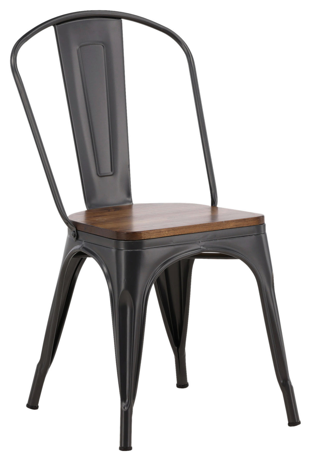 STUHL-SET  in Stahl  - Dunkelgrau/Dunkelbraun, Design, Holz/Metall (36/85/51cm) - Livetastic