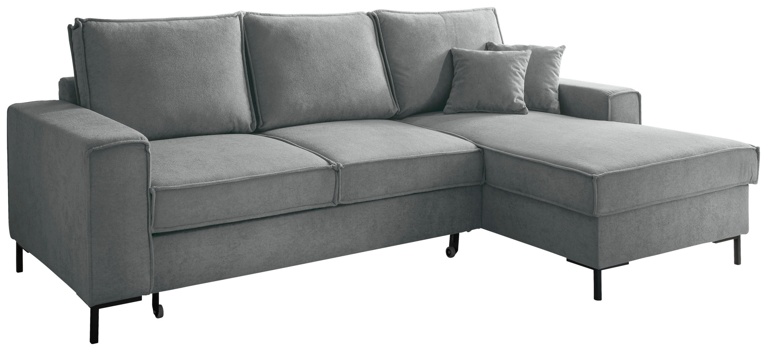 ECKSOFA in Mikrofaser Anthrazit  - Anthrazit/Schwarz, MODERN, Textil/Metall (240/150cm) - Livetastic