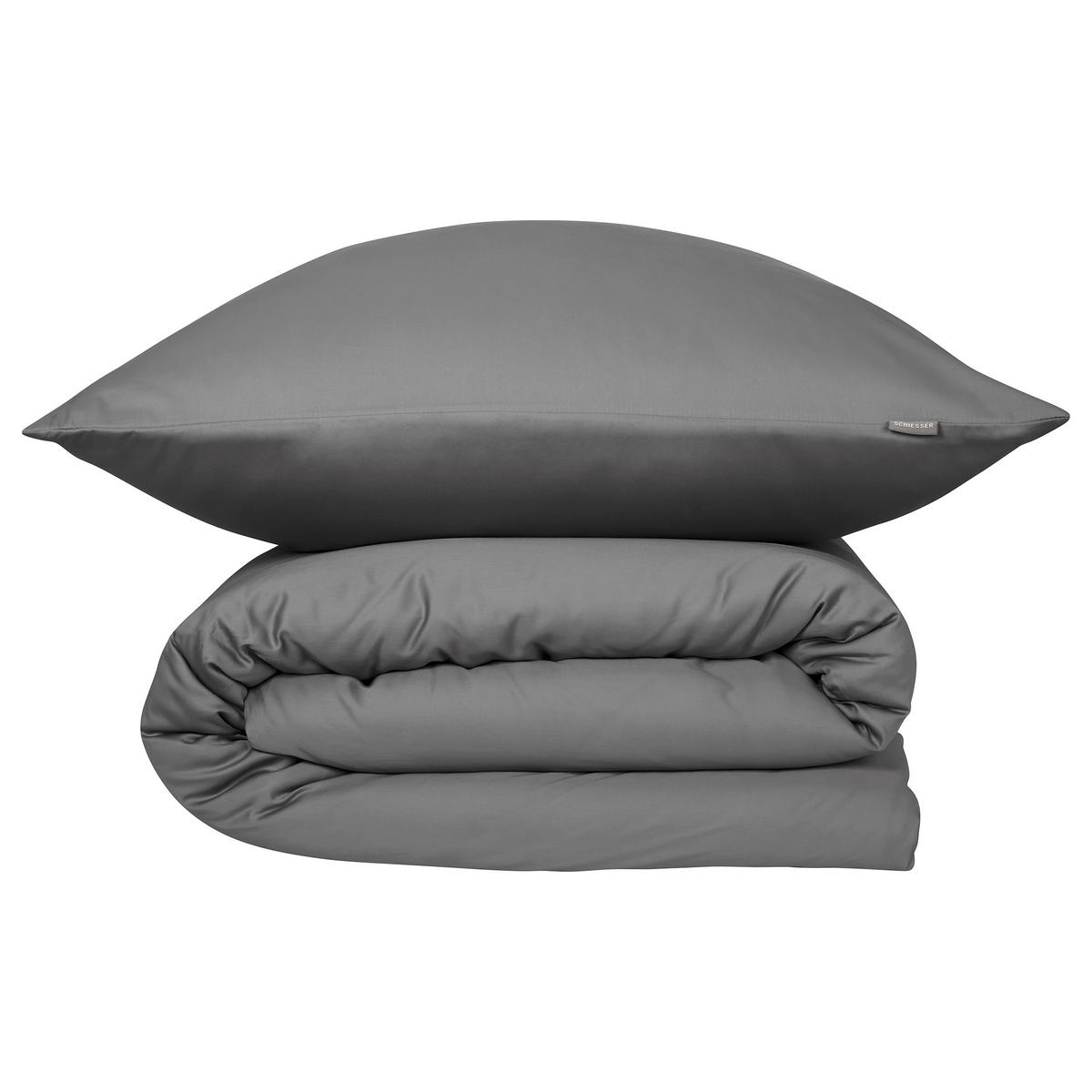 BETTWÄSCHE ELLA Satin 155/220 cm  - Dunkelgrau, Basics, Textil (155/220cm)