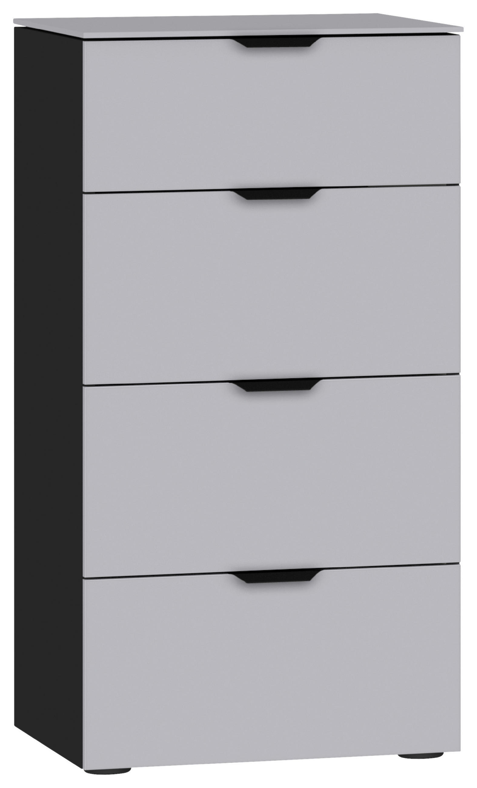 KOMMODE 45/87/43 cm  in Schwarz, Hellgrau  - Hellgrau/Schwarz, Design, Glas/Holzwerkstoff (45/87/43cm) - Jutzler