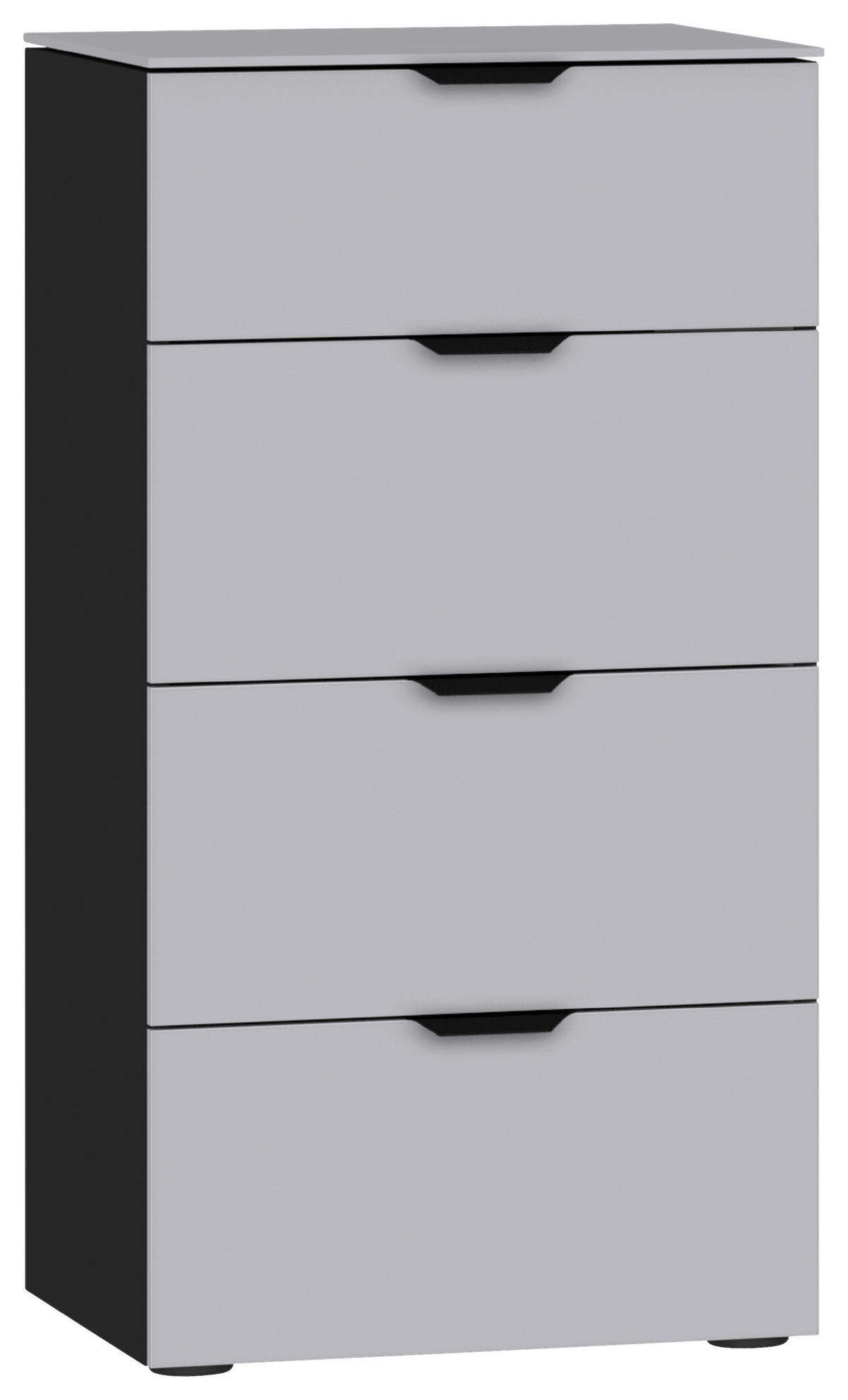 KOMMODE 45/87/43 cm  in Schwarz, Hellgrau  - Hellgrau/Schwarz, Design, Glas/Holzwerkstoff (45/87/43cm) - Jutzler