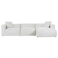 HÖRNSOFFA i chenille cremefärgad  - svart/cremefärgad, Modern, textil/plast (323/178cm) - Carryhome