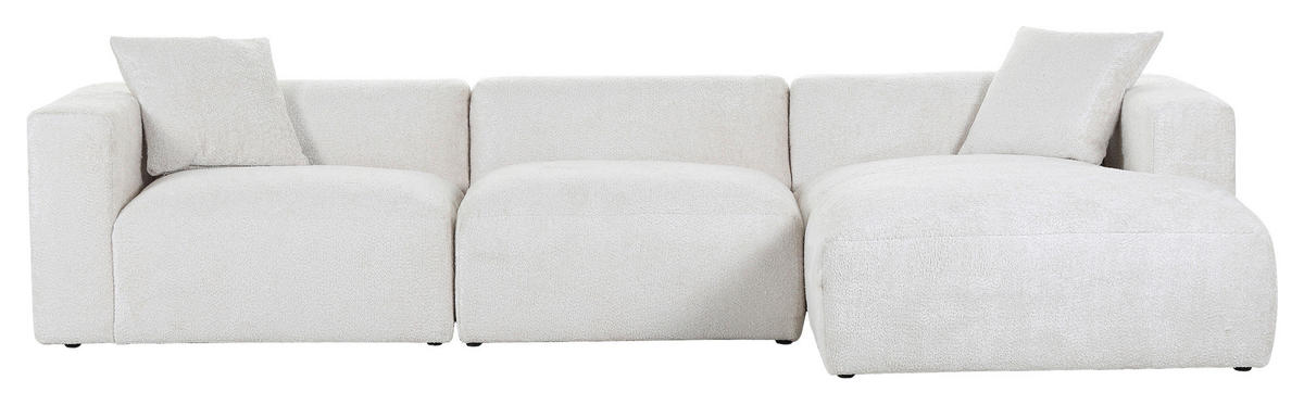 HÖRNSOFFA i chenille cremefärgad  - svart/cremefärgad, Modern, textil/plast (323/178cm) - Carryhome