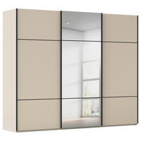SCHWEBETÜRENSCHRANK 271/223/68 cm,  in Champagner, 3 Tür(en)  - Champagner/Schwarz, KONVENTIONELL, Glas/Holzwerkstoff (271/223/68cm) - Novel