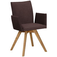 ARMLEHNSTUHL  in Lederlook  - Eichefarben/Dunkelbraun, Konventionell, Holz/Textil (60/91/61cm) - Moderano