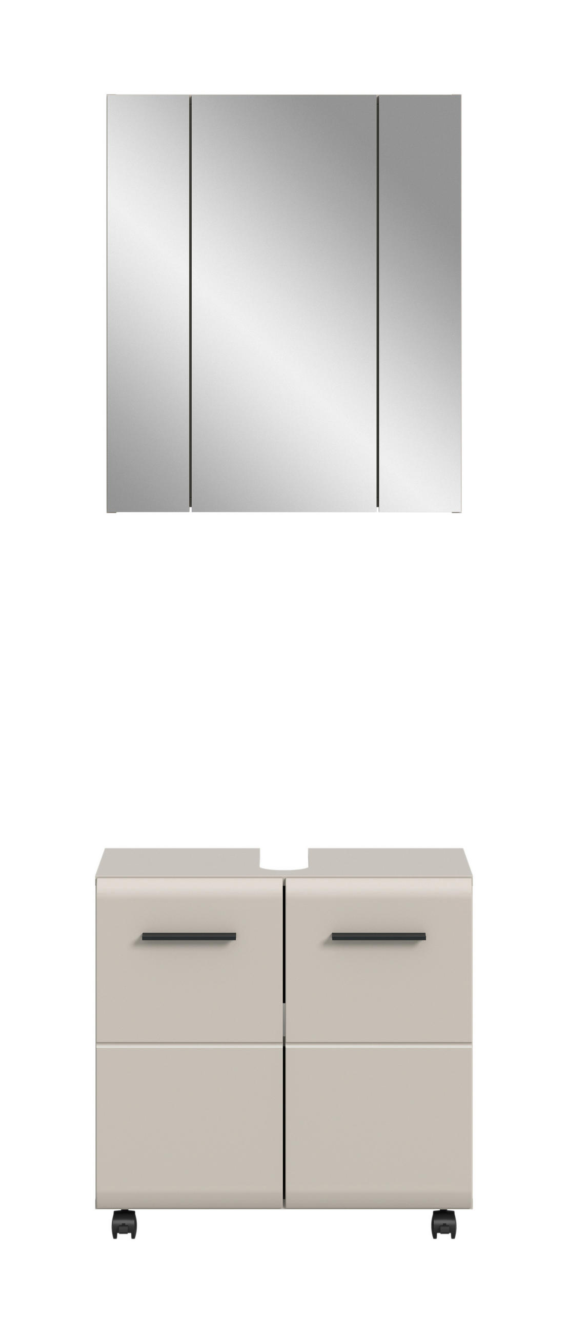 BADEZIMMER 2-teilig  in 60 cm  - Kaschmir/Schwarz, Trend, Glas/Holzwerkstoff (60cm) - MID.YOU