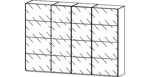 SCHWEBETÜRENSCHRANK 316/223/68 cm 4-türig Weiß, Hellgrau - Chromfarben/Hellgrau, Design, Glas/Holzwerkstoff (316/223/68cm) - Novel