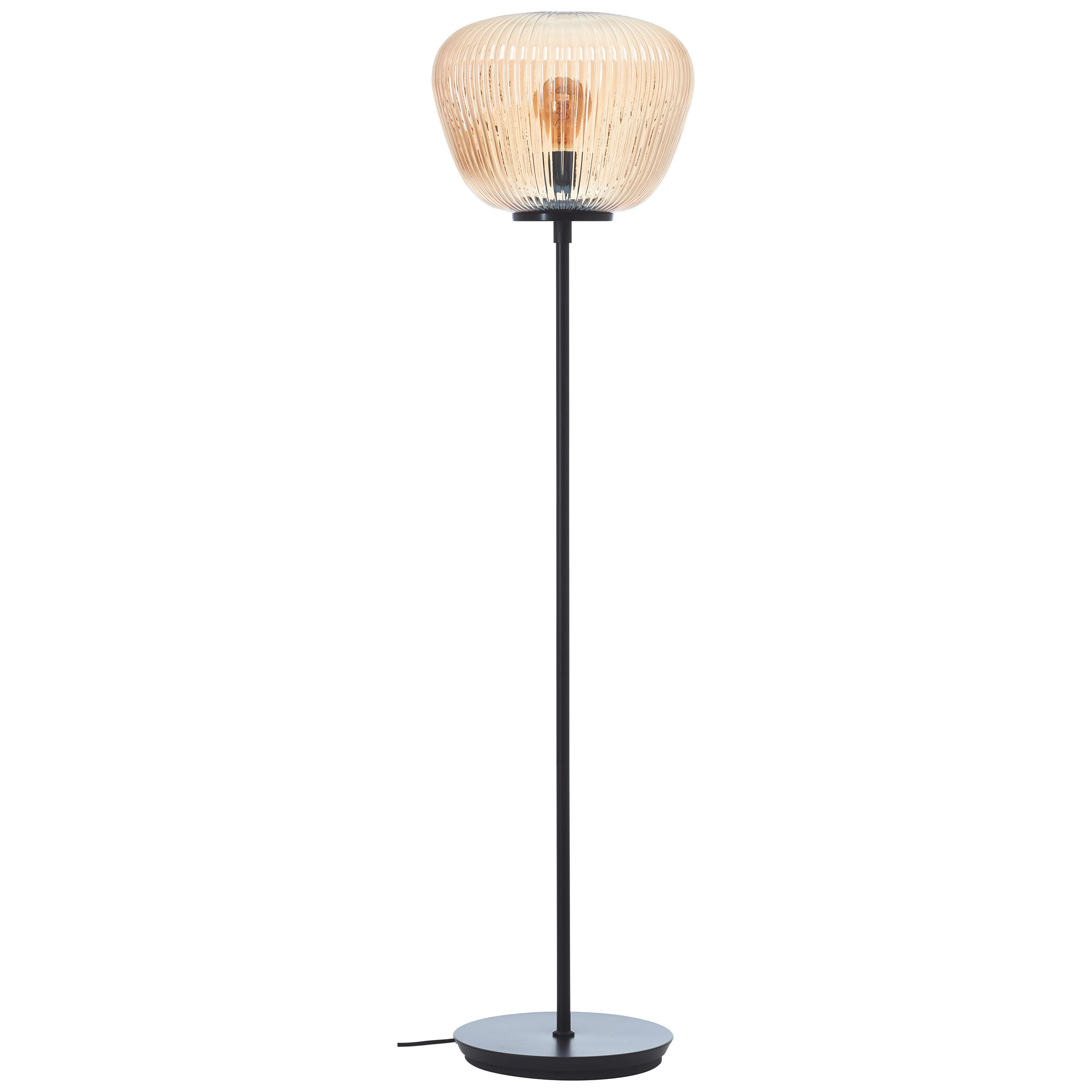 STOJACÍ LAMPA, 35/140 cm  - jantarové barvy/černá, Basics, kov/sklo (35/140cm)