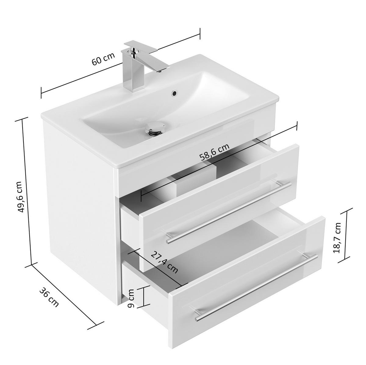 BADEZIMMER  in 60,6 cm  - Eichefarben/Silberfarben, MODERN, Keramik/Holzwerkstoff (60,6cm) - MID.YOU