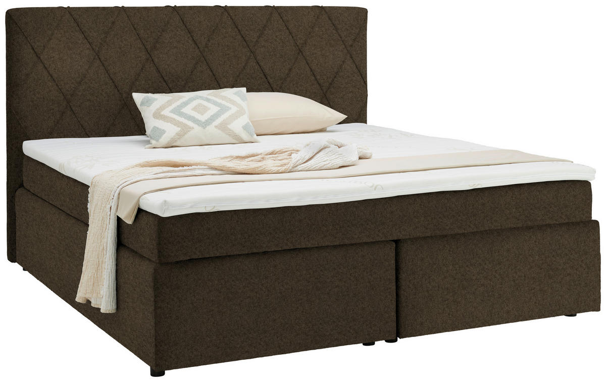 BOXSPRINGBETT 180/200 cm  in Braun  - Schwarz/Braun, Design, Kunststoff/Textil (180/200cm) - Xora