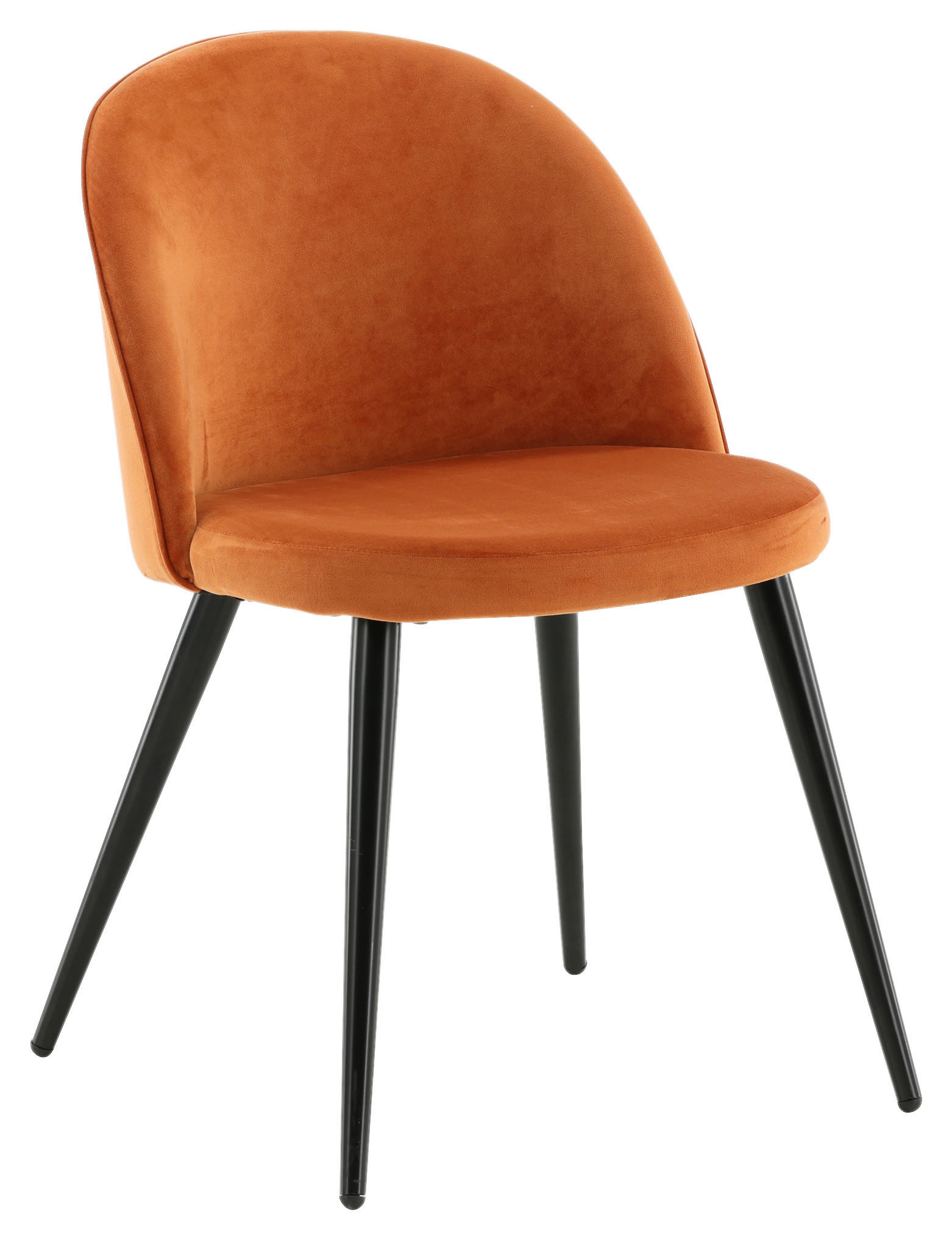 STUHL-SET 2 Stück  in Stahl Velours  - Schwarz/Orange, Design, Textil/Metall (57/76.5/50cm) - Livetastic