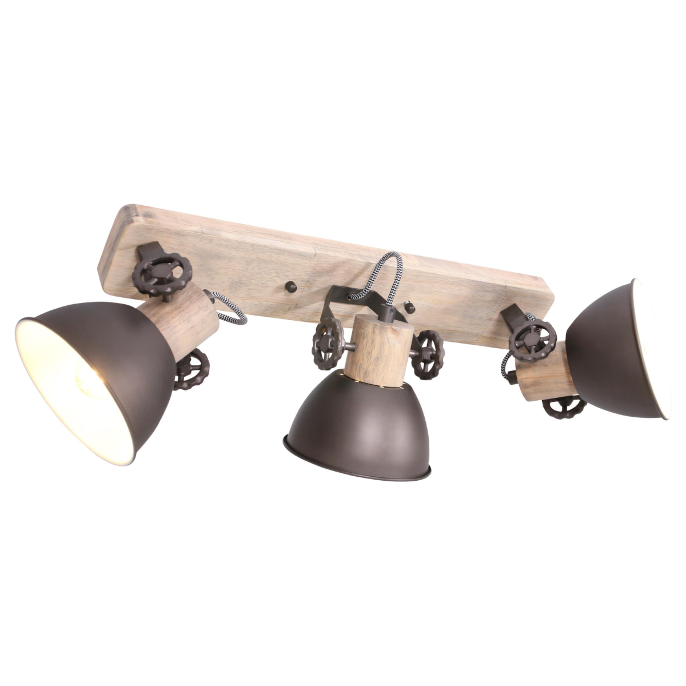 DECKENSPOTS 59/19/23 cm - Anthrazit/Kupferfarben, Trend, Holz/Metall (59/19/23cm)