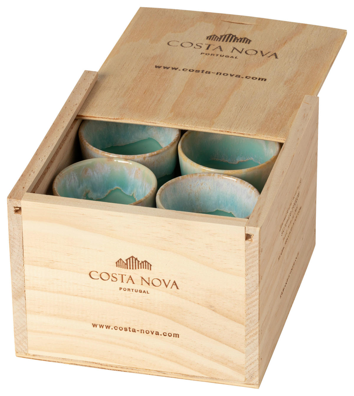 ESPRESSOTASSENSET 80ML GRESPRESSO 8-teilig  - Hellblau, Basics, Holz/Keramik - Costa Nova