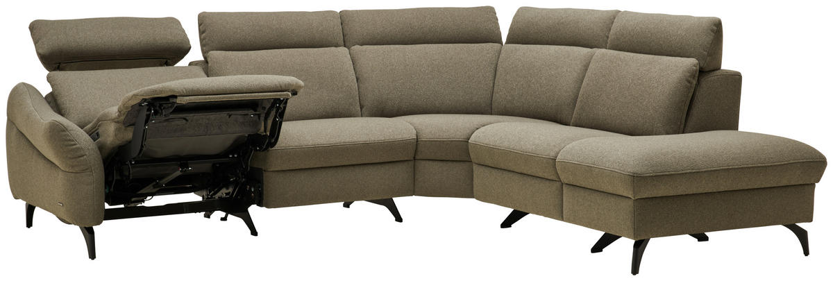 ECKSOFA Flachgewebe Taupe  - Taupe/Anthrazit, Konventionell, Textil/Metall (272/233cm) - Himolla Komfortklass