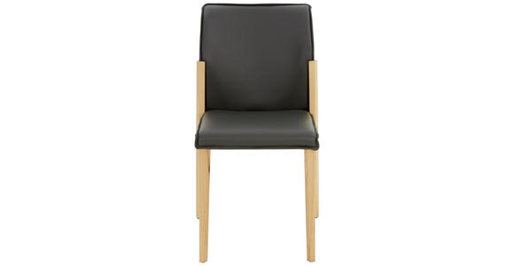 STUHL in Holz, Leder Grau, Buchefarben - Buchefarben/Grau, Natur, Leder/Holz (50/88/55cm) - Valnatura