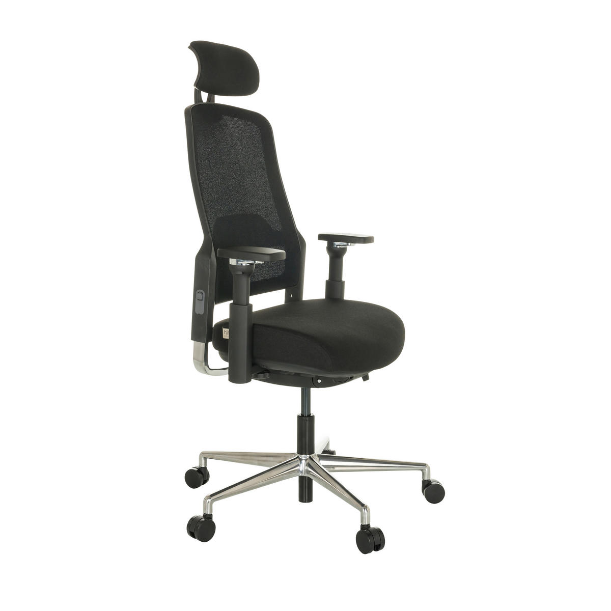 DREHSTUHL Schwarz  - Silberfarben/Schwarz, Basics, Kunststoff/Textil (65/111-126/61cm) - MID.YOU