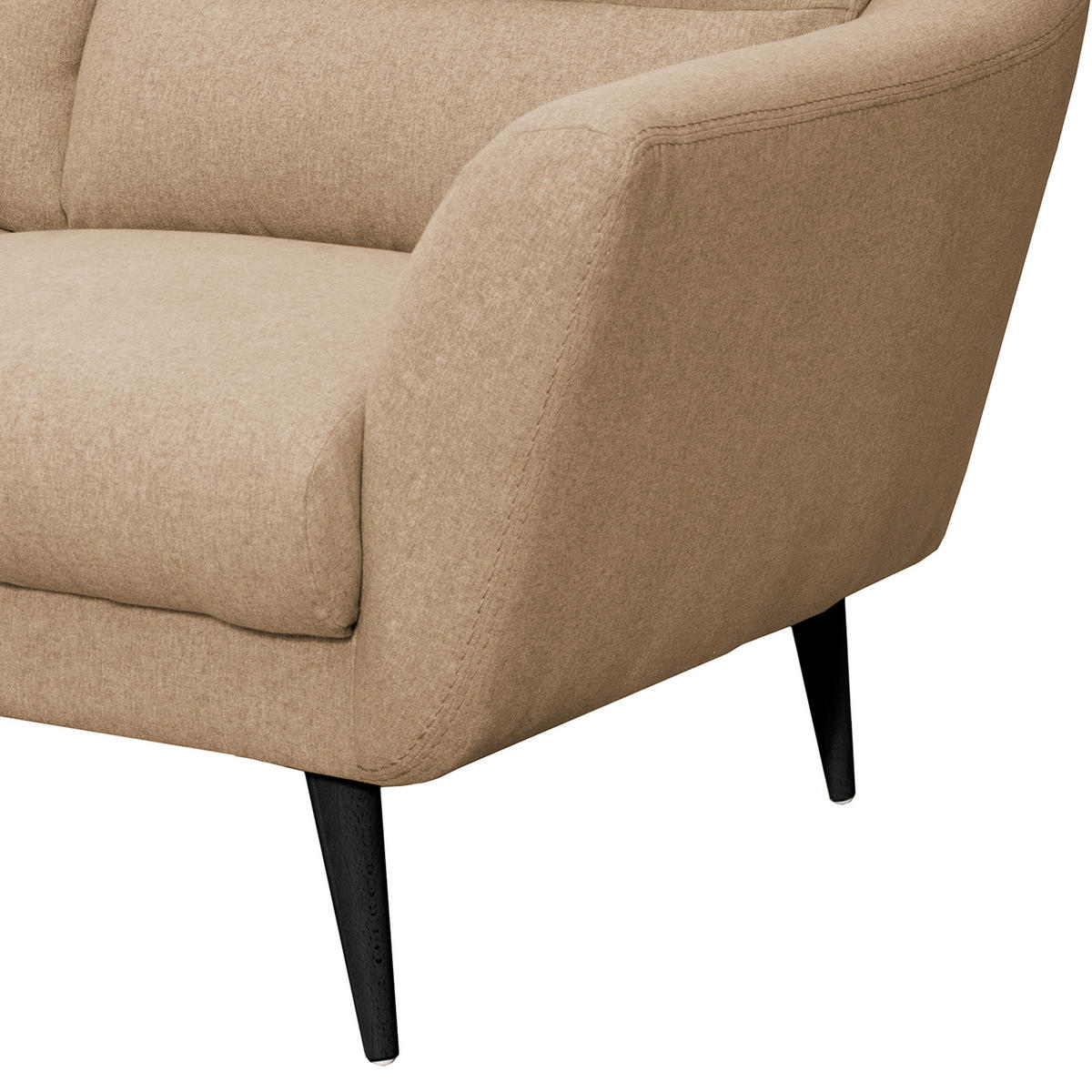 2-SITZER-SOFA in Webstoff Beige  - Beige/Schwarz, Design, Holz/Textil (158/87/88cm) - Livetastic
