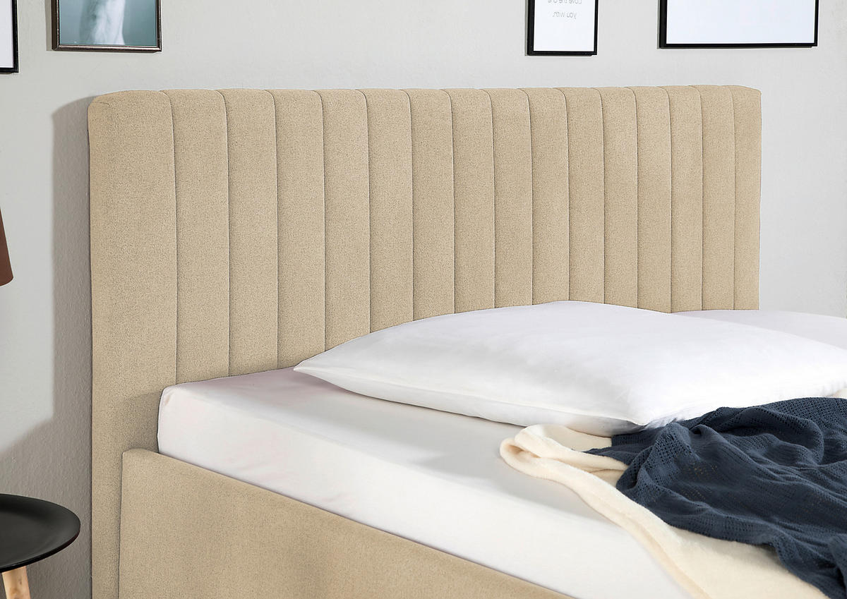 POLSTERBETT 160/200 cm,  in Beige,  - Beige/Naturfarben, MODERN, Holz/Textil (160/200cm) - Livetastic