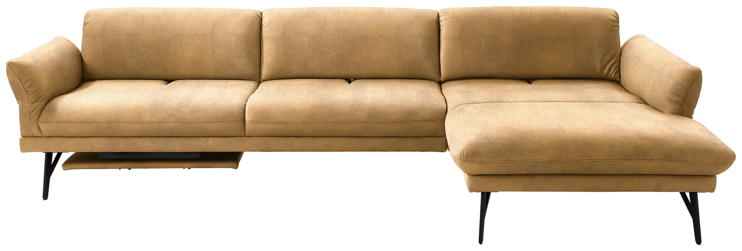 ECKSOFA in Echtleder Currygelb  - Currygelb/Anthrazit, Design, Leder/Metall (308/173cm) - Joop!