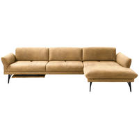 ECKSOFA in Echtleder Currygelb  - Currygelb/Anthrazit, Design, Leder/Metall (308/173cm) - Joop!