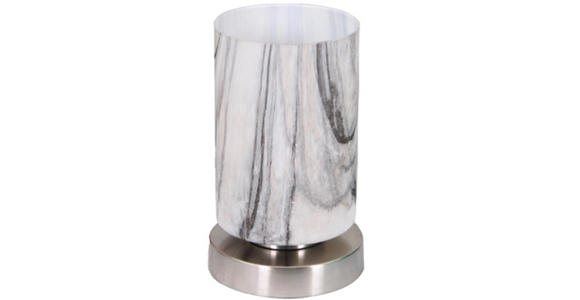 Tischleuchte Bastiane Dimmbar, Nickelfarben Marmoriert - Silberfarben/Weiß, ROMANTIK / LANDHAUS, Glas/Metall (12/19,5cm) - James Wood