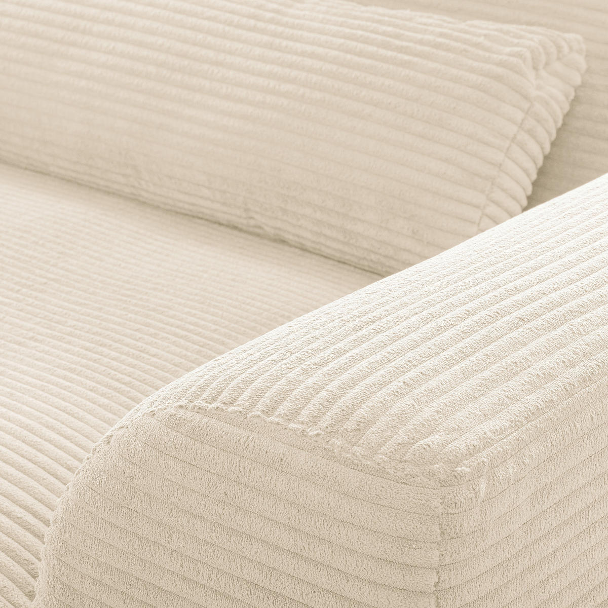 ECKSOFA  in Cord Creme Nierenkissen, Rückenkissen  172/313 cm  - Creme/Schwarz, Design, Textil/Metall (172/313cm) - P & B