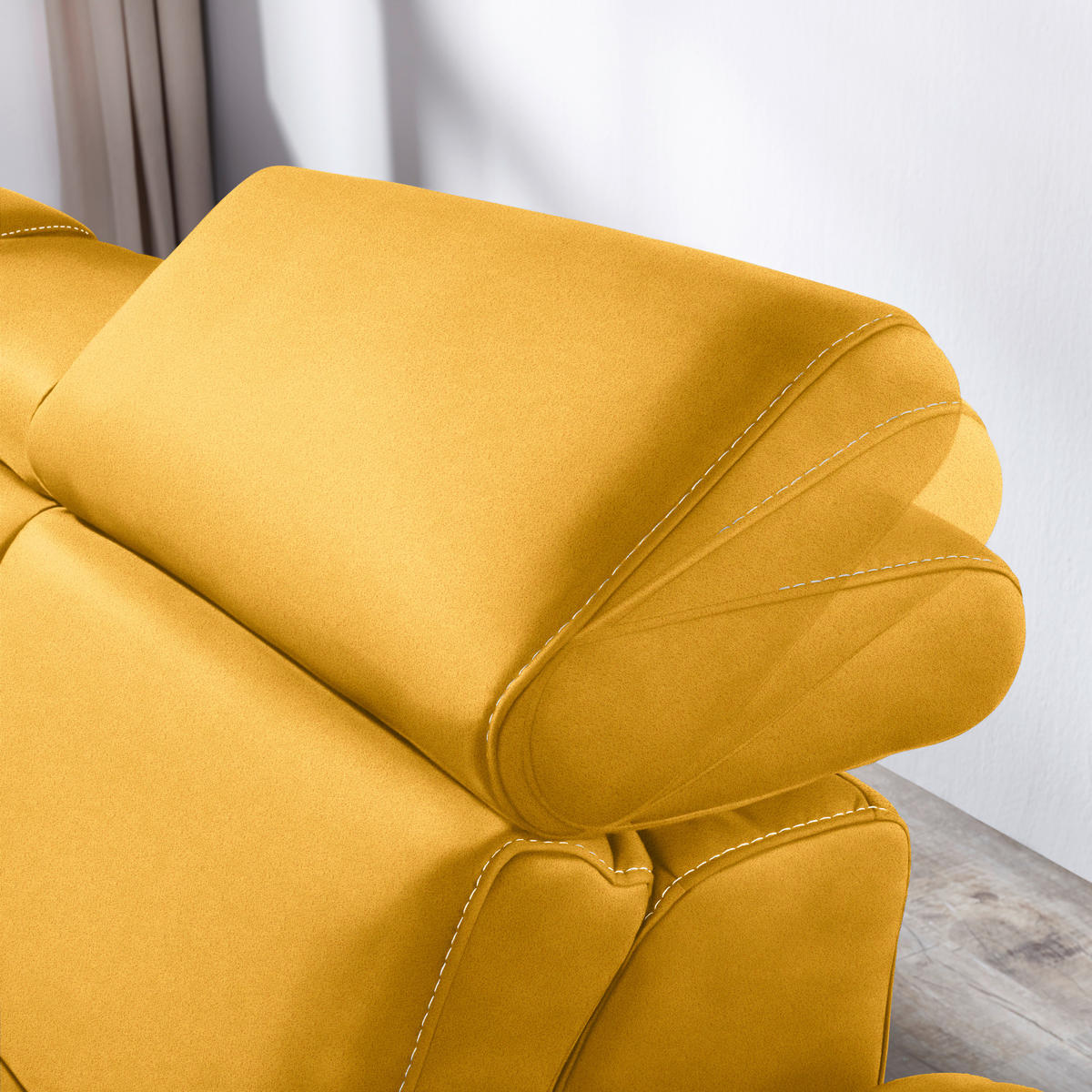 ECKSOFA in Flachgewebe, Mikrofaser Gelb  239/271 cm  - Gelb/Beige, Design, Textil/Metall (239/271cm) - Cantus