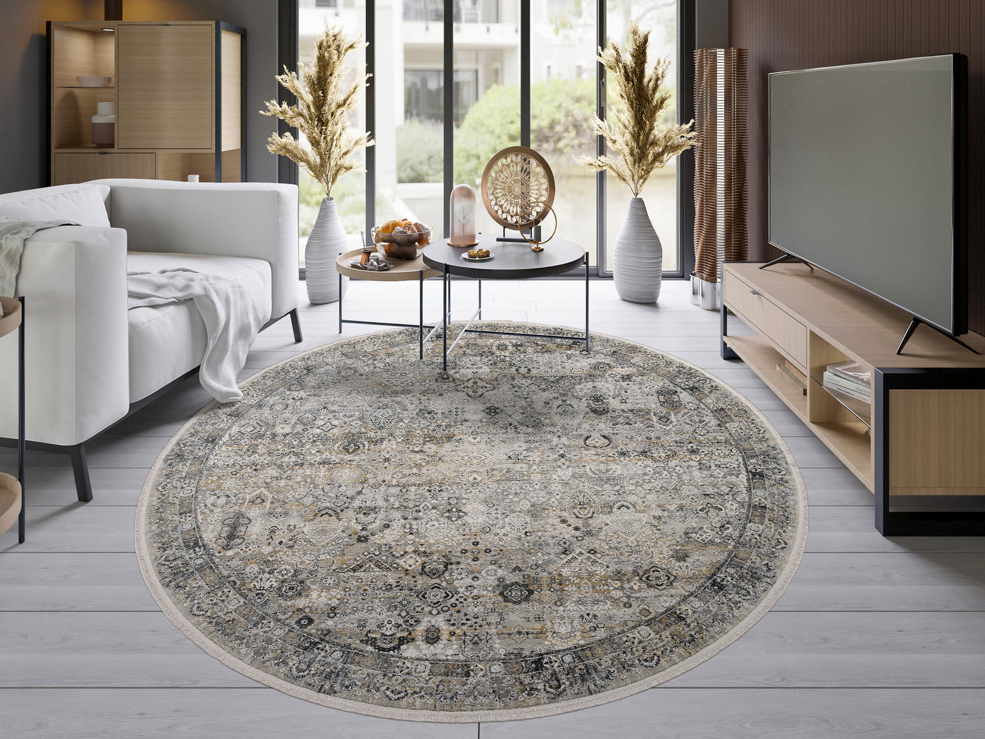 WEBTEPPICH 160 cm Toulon Grau, Goldfarben - Goldfarben/Grau, LIFESTYLE, Textil (160cm) - Dieter Knoll