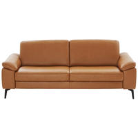 3-SITZER-SOFA in Echtleder Cognac  - Cognac/Schwarz, Design, Leder/Metall (224/88/100cm) - Valdera