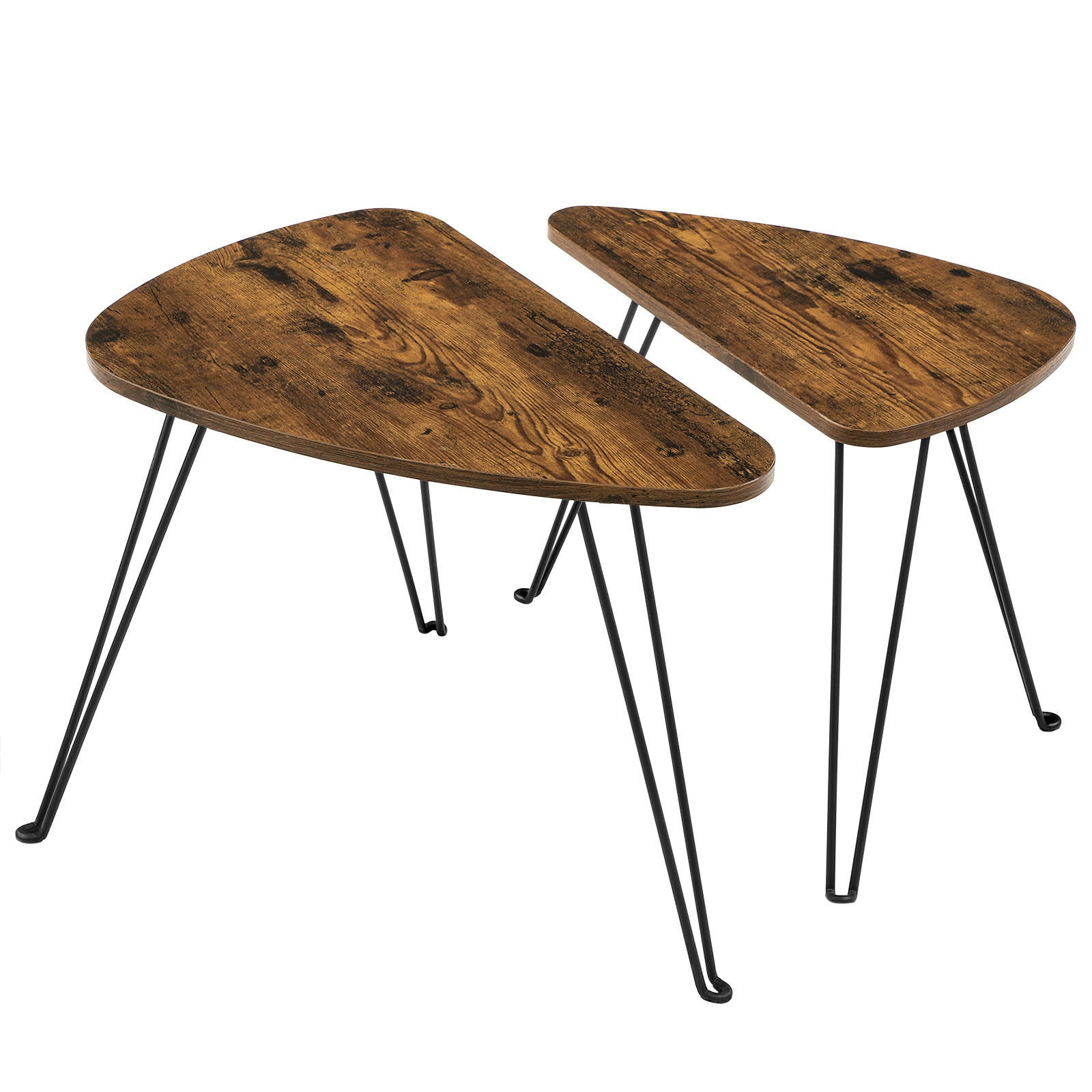 COUCHTISCHSET 52-60/31,5-38/42,5-47,5 cm Freiform Braun, Schwarz  - Schwarz/Braun, Trend, Holzwerkstoff/Metall (52-60/31,5-38/42,5-47,5cm) - Boxxx