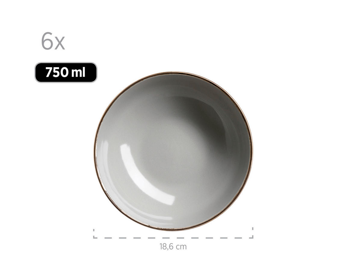KOMBISERVICE Grau Metallic Rim 24-teilig 6 Personen  - Grau, Basics, Keramik (43/32,5/32cm) - Mäser