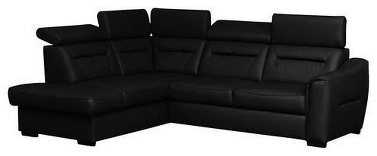 ECKSOFA Lederlook Echtleder Schwarz  - Wengefarben/Schwarz, Design, Leder/Holz (212/260cm) - Celina Home