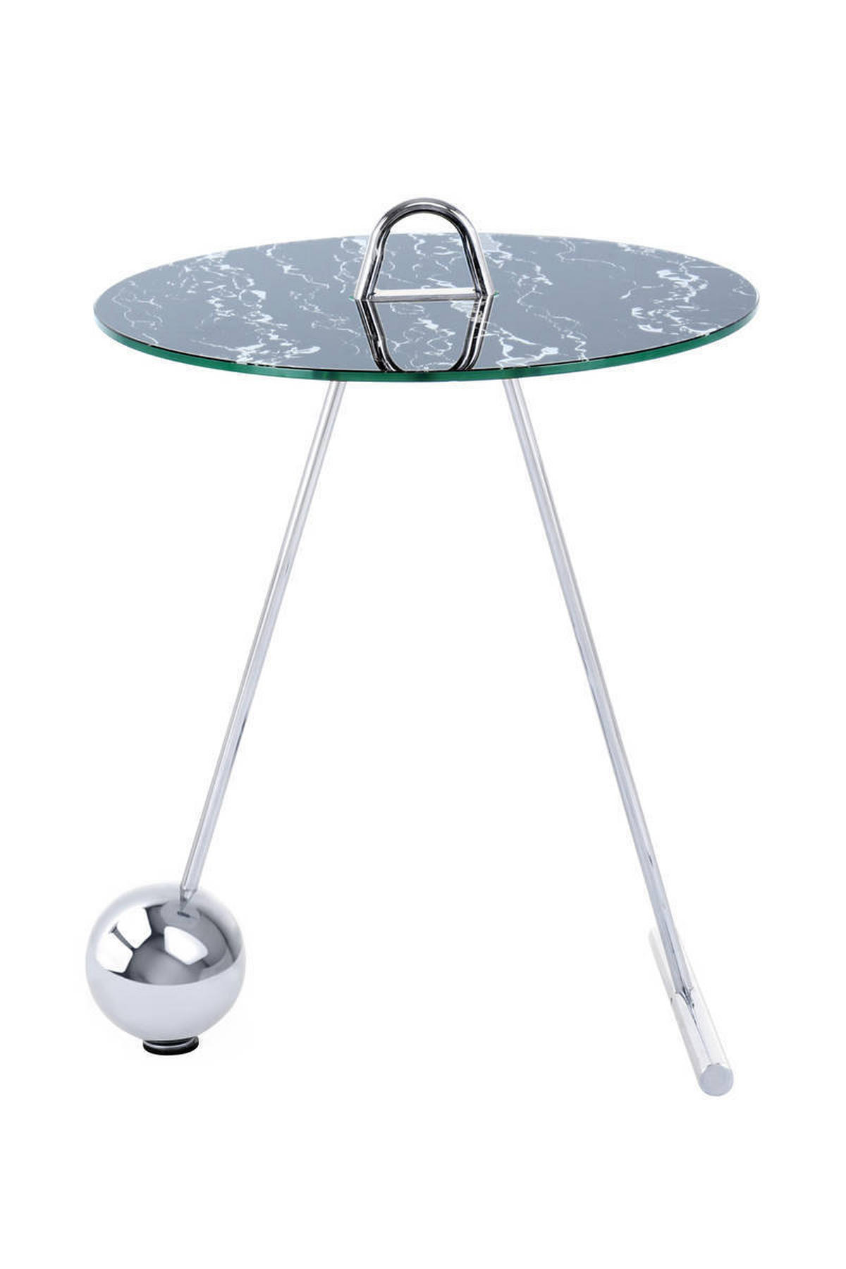 BEISTELLTISCH 46/46/60 cm Schwarz, Silberfarben rund  - Silberfarben/Schwarz, Basics, Glas/Metall (46/46/60cm) - Kayoom