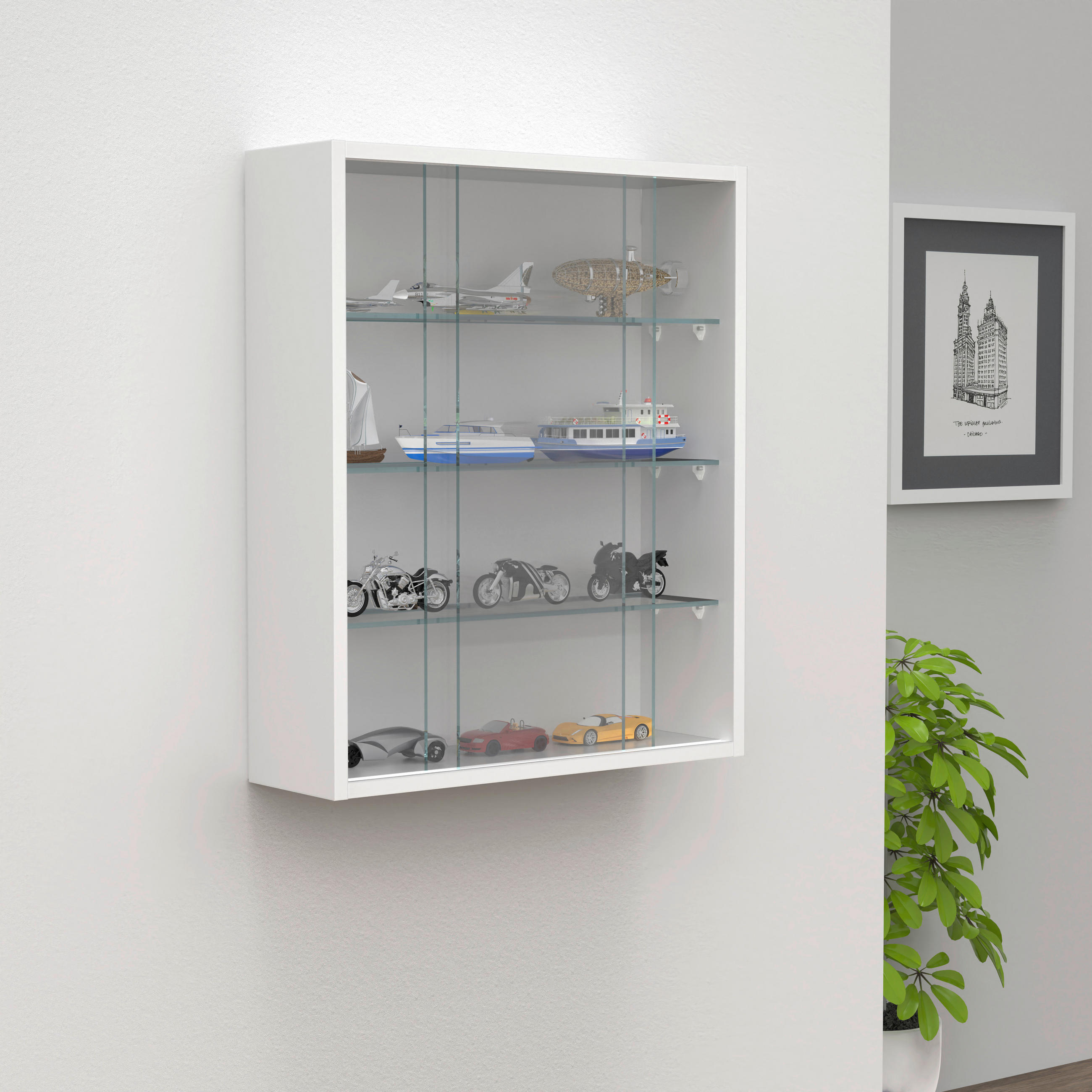 HÄNGEVITRINE in Weiss - Weiss, Design, Glas/Holzwerkstoff (50/60/15cm) - MID.YOU