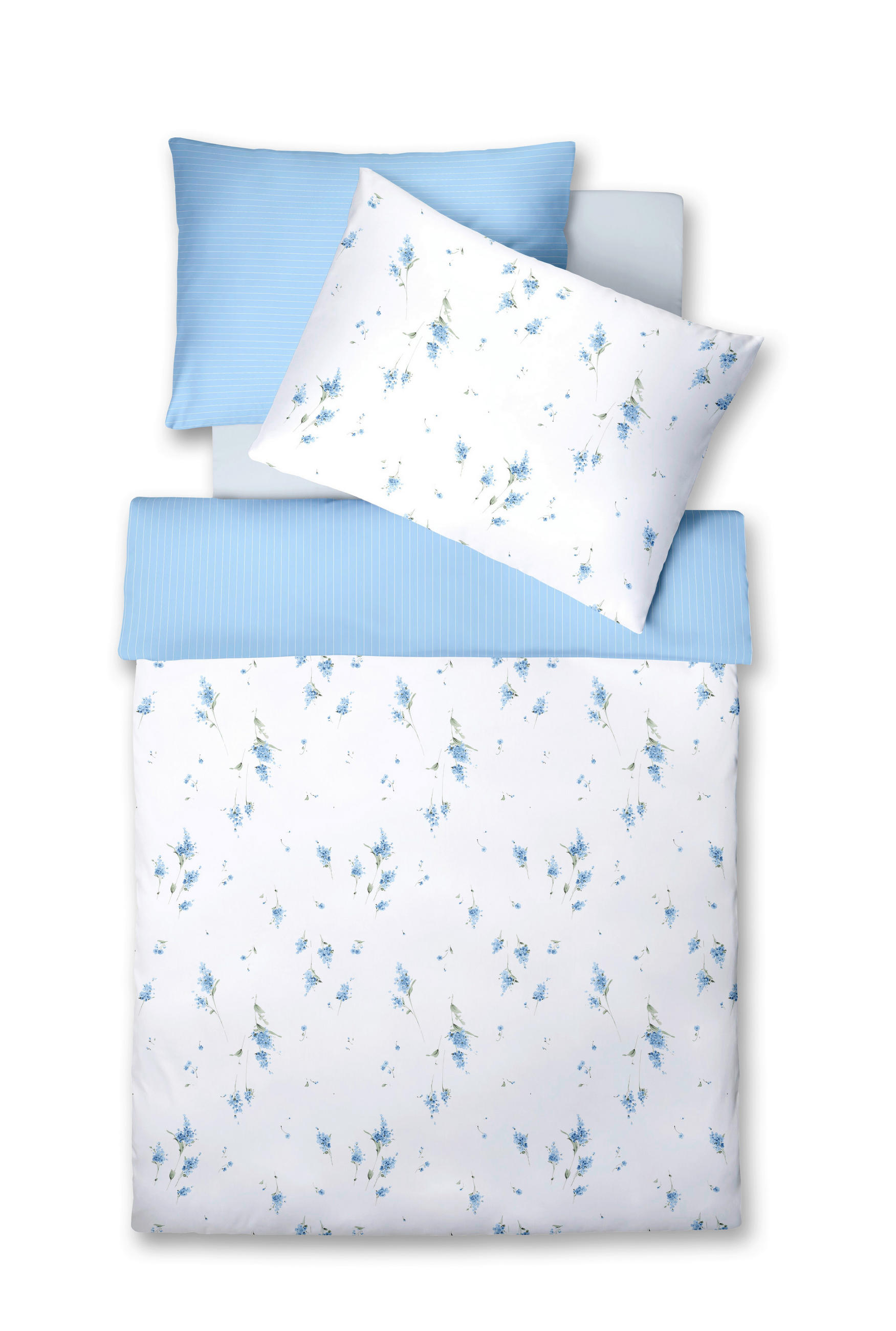 Fleuresse POVLEČENÍ, makosatén, bílá, pastelově modrá, šalvějově zelená, 140/200 cm