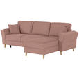 ECKSOFA in Flachgewebe Rosa  - Eichefarben/Rosa, KONVENTIONELL, Holz/Textil (265/159cm) - Carryhome