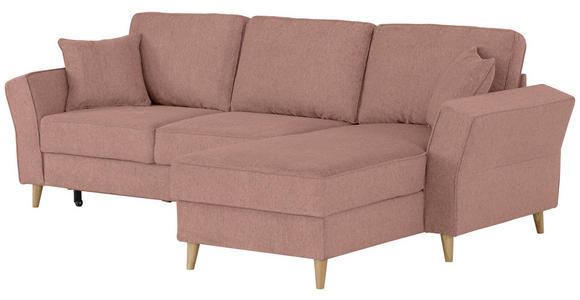 ECKSOFA in Flachgewebe Rosa  - Eichefarben/Rosa, KONVENTIONELL, Holz/Textil (265/159cm) - Carryhome