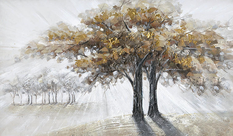 Monee Ölgemälde Braun, Grau, Weiß 120x70 cm