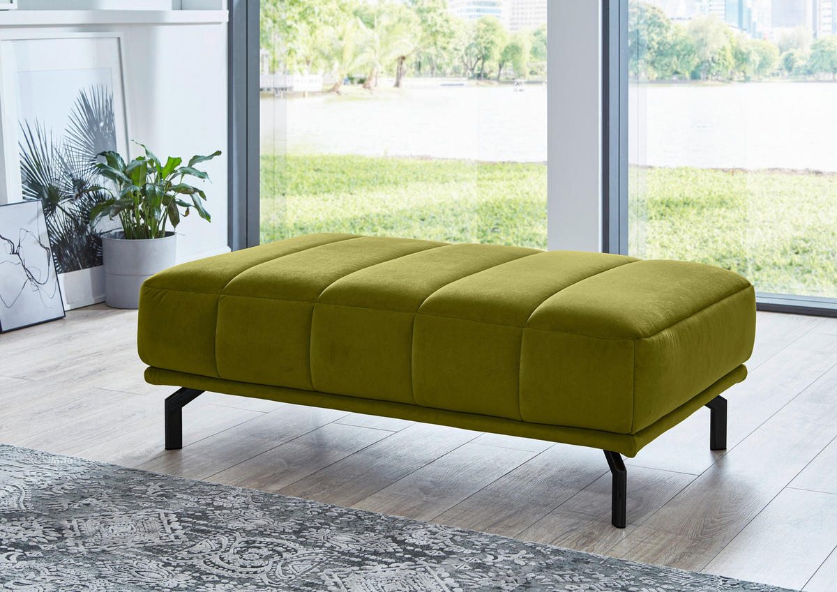 WOHNLANDSCHAFT in Velours Grün  - Schwarz/Grün, Design, Textil/Metall (219/383/195cm) - Beldomo Style