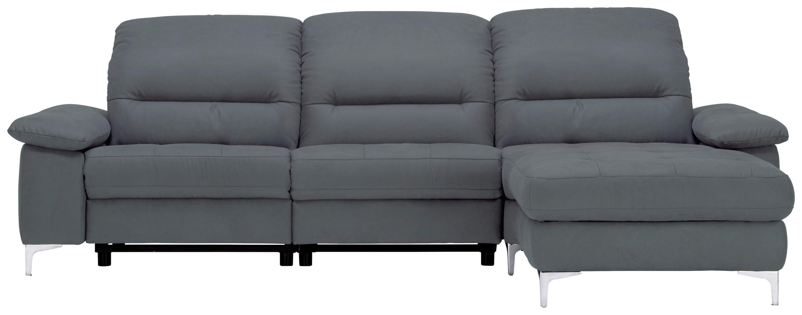 ECKSOFA Anthrazit Mikrofaser  - Chromfarben/Anthrazit, Design, Textil/Metall (280/184cm) - Pure Home Comfort