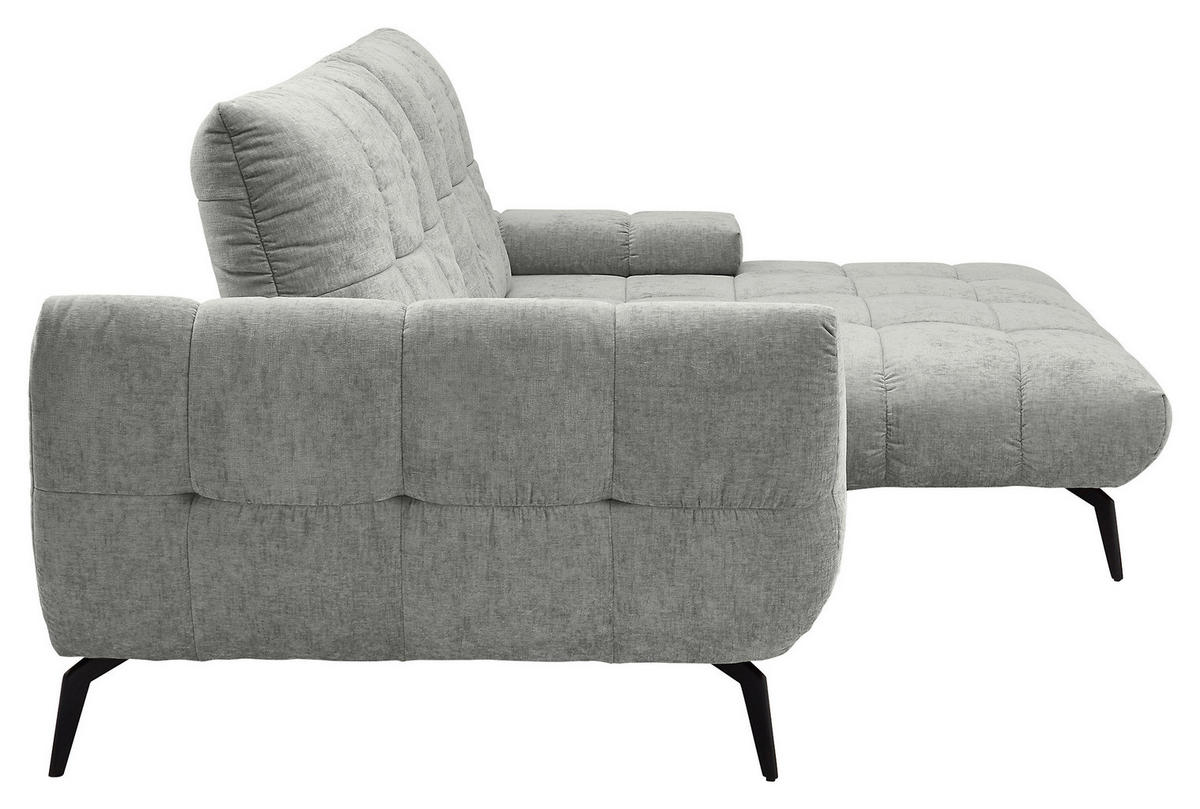ECKSOFA Hellgrau Flachgewebe Rücken echt, Sitztiefenverstellung  - Hellgrau/Schwarz, KONVENTIONELL, Textil/Metall (273/211cm) - SetOne by Musterring