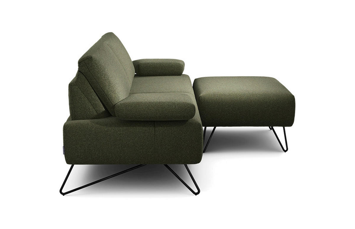 2,5-SITZER Chenille Waldgrün  - Waldgrün/Schwarz, Design, Textil/Metall (204-234/85/86-94cm) - SENSOO