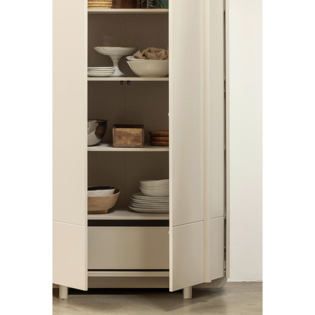 GARDEROBENSCHRANK Basu  in 101/210/46 cm  - Grauweiß, Design, Holz (101/210/46cm) - Livetastic