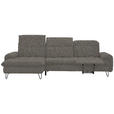 ECKSOFA in Chenille Braun  - Schwarz/Braun, LIFESTYLE, Textil/Metall (180/310cm) - Valnatura