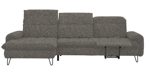 ECKSOFA in Chenille Braun  - Schwarz/Braun, LIFESTYLE, Textil/Metall (180/310cm) - Valnatura