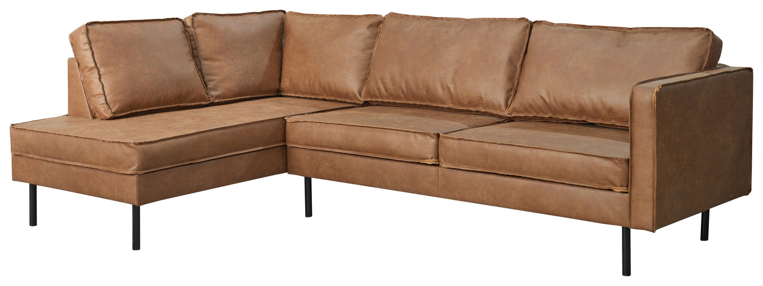 KUTNA GARNITURA koža  smeđa   - smeđa/crna, Design, koža (170/270cm) - MID.YOU