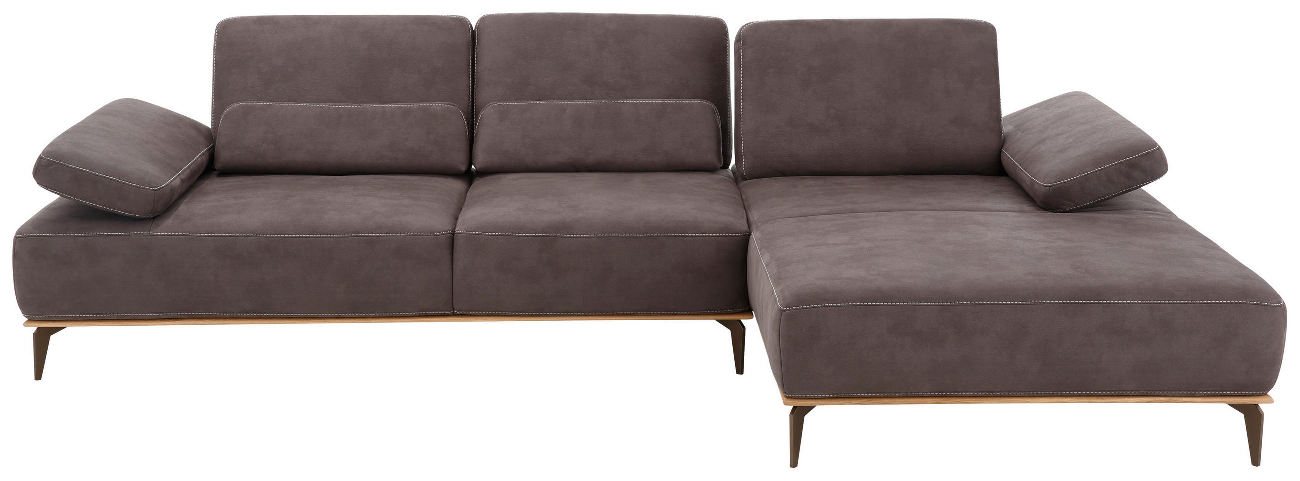 ECKSOFA 16580 Sprint Mokka Mikrofaser  - Beige/Bronzefarben, Design, Textil/Metall (298/176cm) - Valnatura