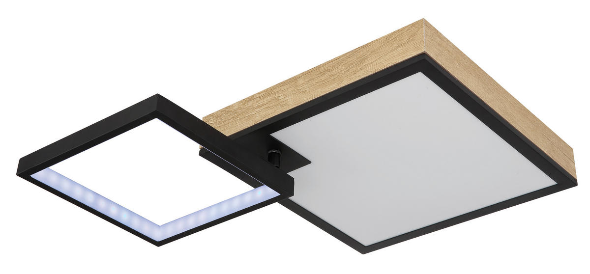LED-DECKENLEUCHTE 21 W    60/41/10 cm  - Dunkelbraun/Opal, Natur, Holzwerkstoff/Kunststoff (60/41/10cm) - Globo